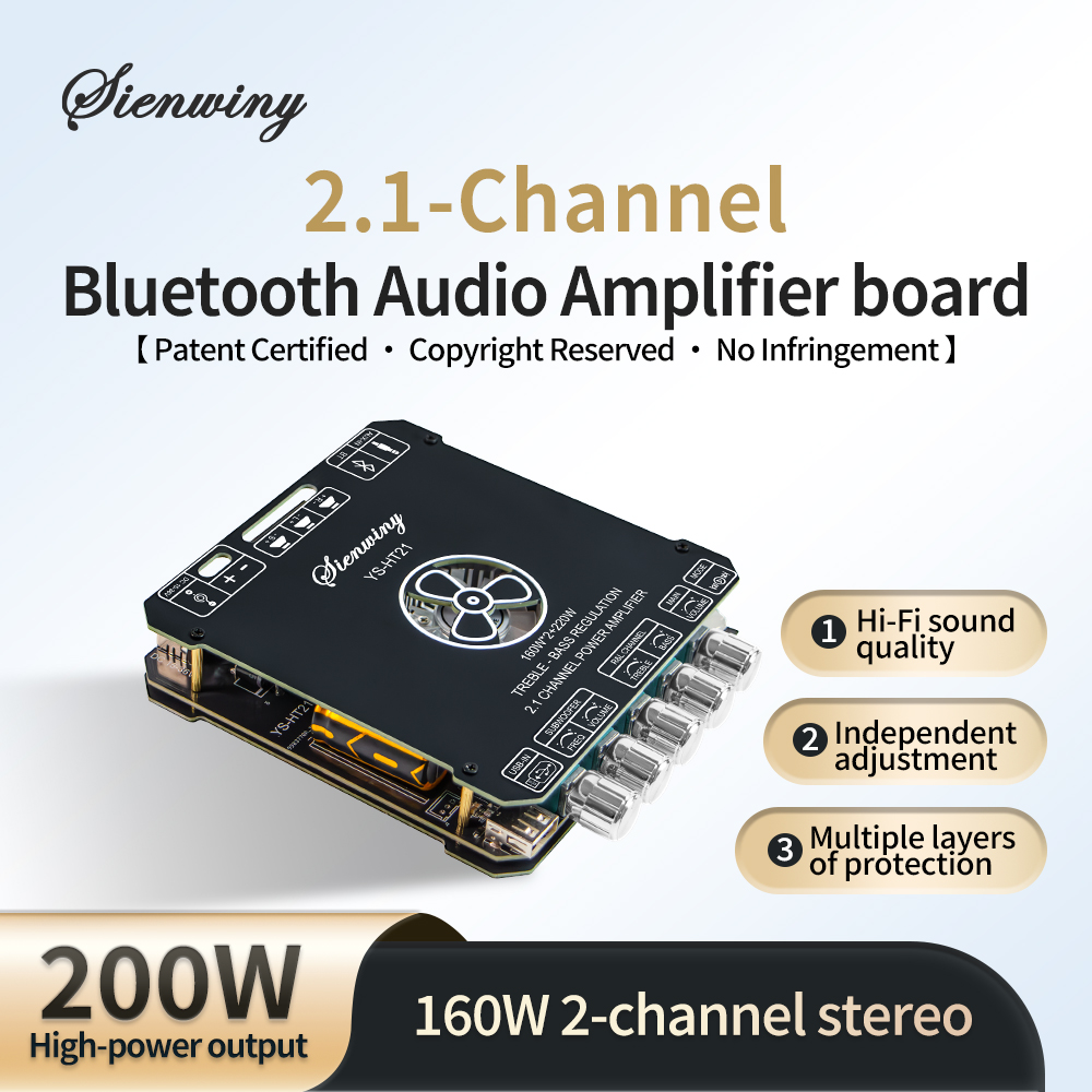 Home Cinema Bluetooth 5.1 - YS-HT21 ブルートゥース5.1オーディオアンプボード APA320160Wx2+220V サブウーファー 2.1チャンネル TWS
