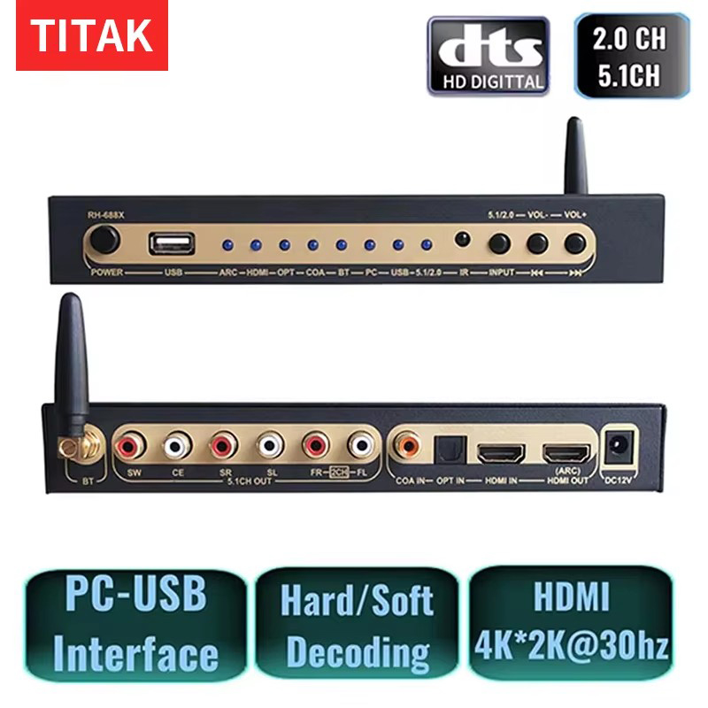 Surround Sound Decoder - HDMI 互換オーディオ抽出器 DTS デジタルオーディオ 5.1 デコーダー同軸