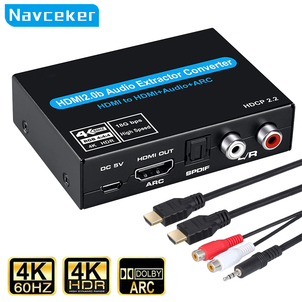 Surround Sound Decoder - Navceker HDMI オーディオ エクストラクター 4K HDMI
