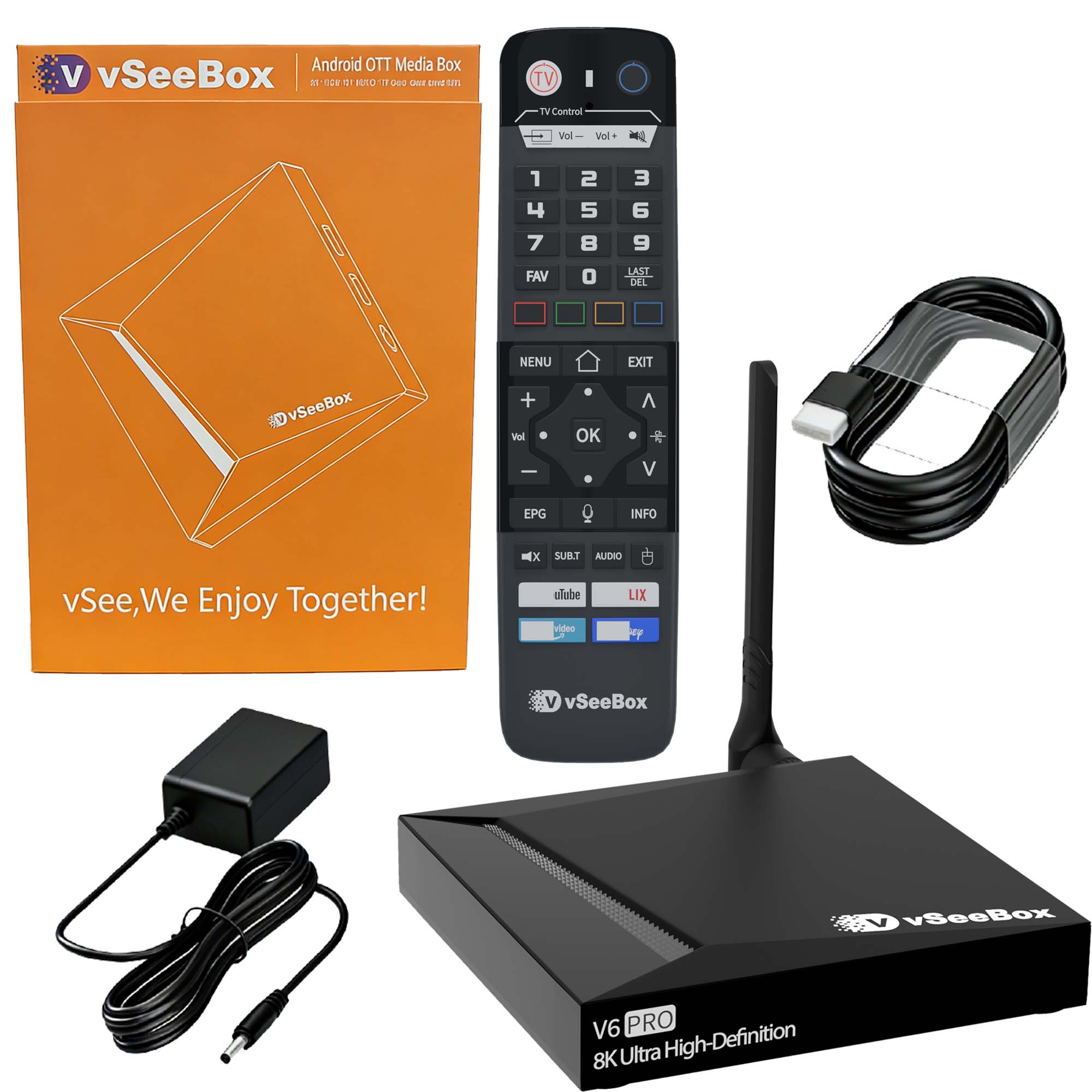 Home Cinema Google - VSeeBox V6 Pro 2026 最新版、4GB RAM+32GBストレージ、ペアレンタルコントロール機能搭載