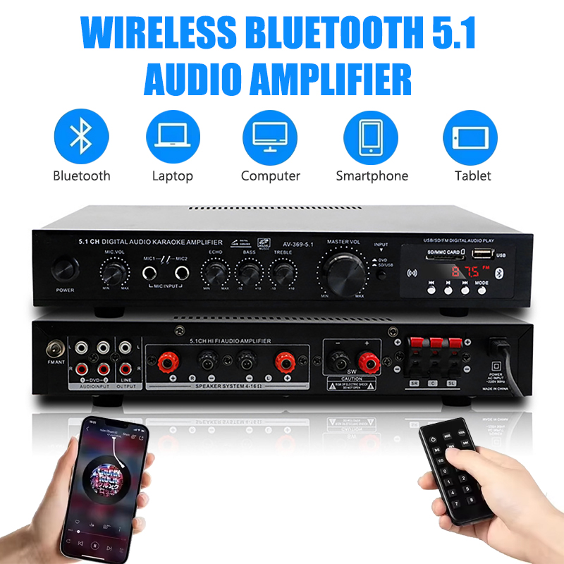 Bluetooth AV-369BTハイパワーアンプ,6チャ - Home Cinema Onkyo 5.1 のレビューと価格