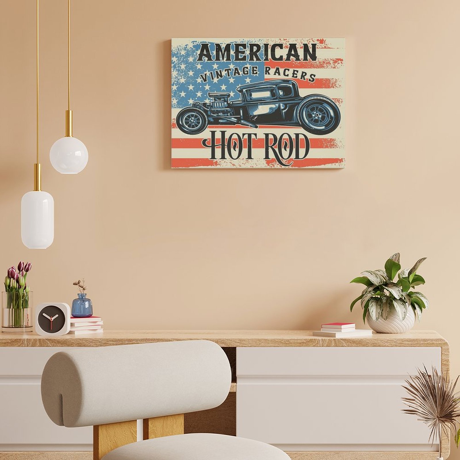 アメリカンホットロッドキャンバス絵画キッチンシネマキッチンデ - Home Cinema Design のレビューと価格