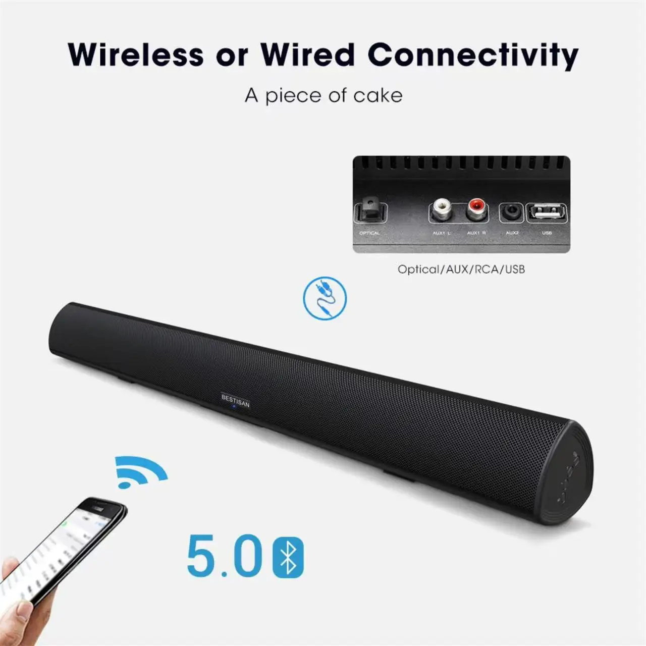 パワフルなTVサウンドバー 有線100W Bluetooth - Home Cinema Speaker System のレビューと価格