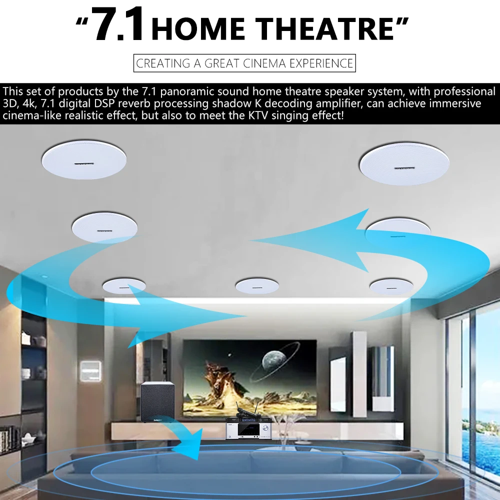 7.1ホームシアター天井スピーカーセットDTSサラウンドサウ - Home Cinema Speaker System のレビューと価格