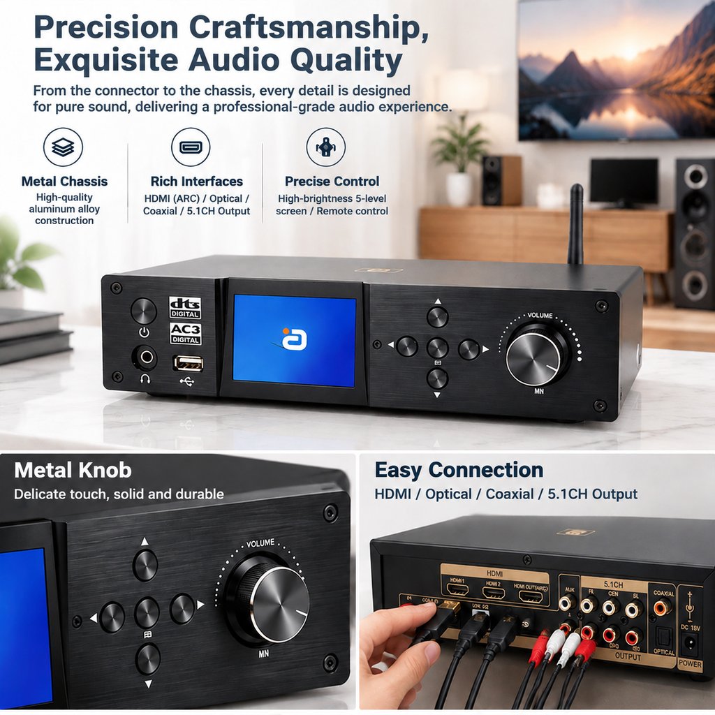 4K HDMI2.0 DACコンバーター。Bluetooth - Surround Sound Decoder のレビューと価格