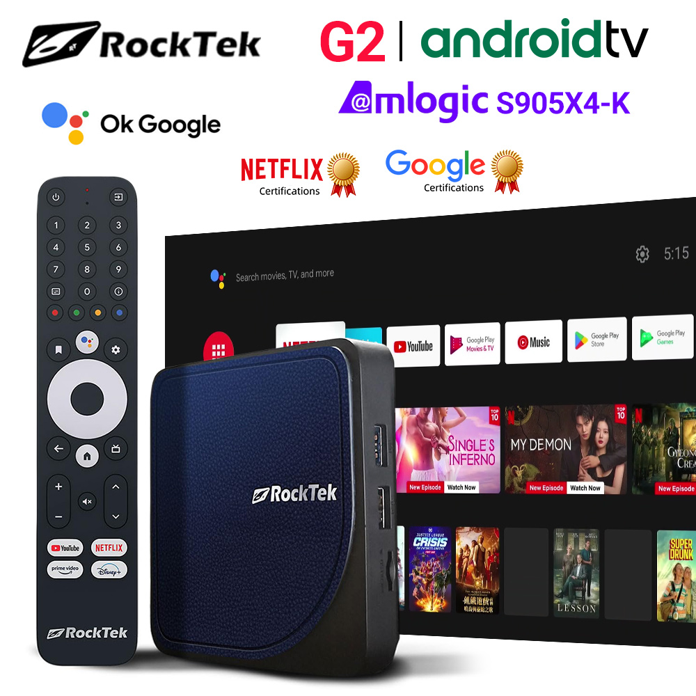 RockTek G2 4K Android TV 14 スト - Home Cinema Google のレビューと価格