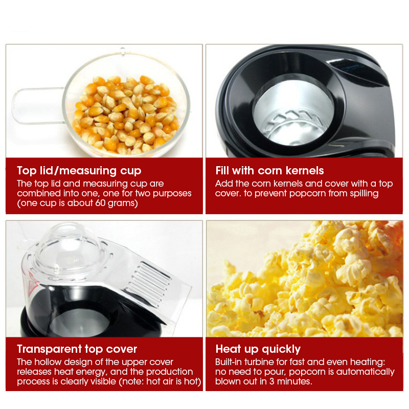 ミニ自動熱風ポップコーンメーカー 110V 220V 家庭用 - Popcorn Machine Home のレビューと価格